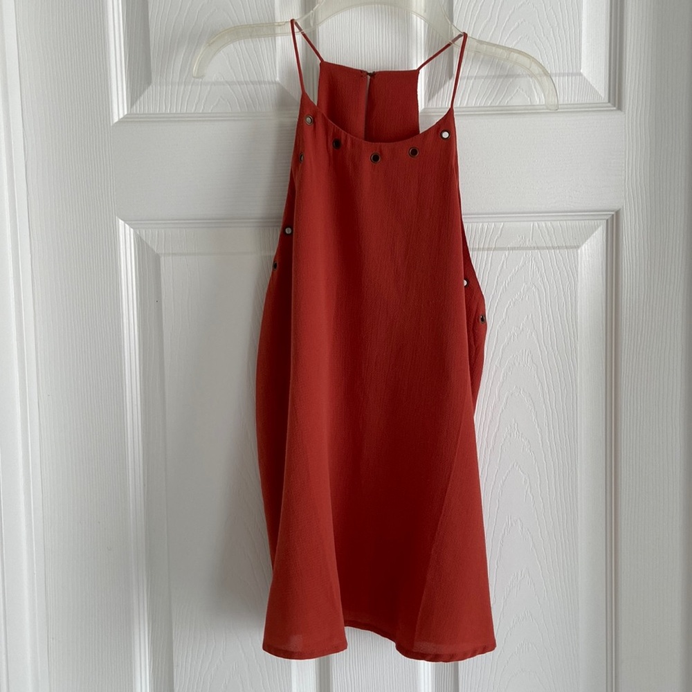 High-neck chiffon cami